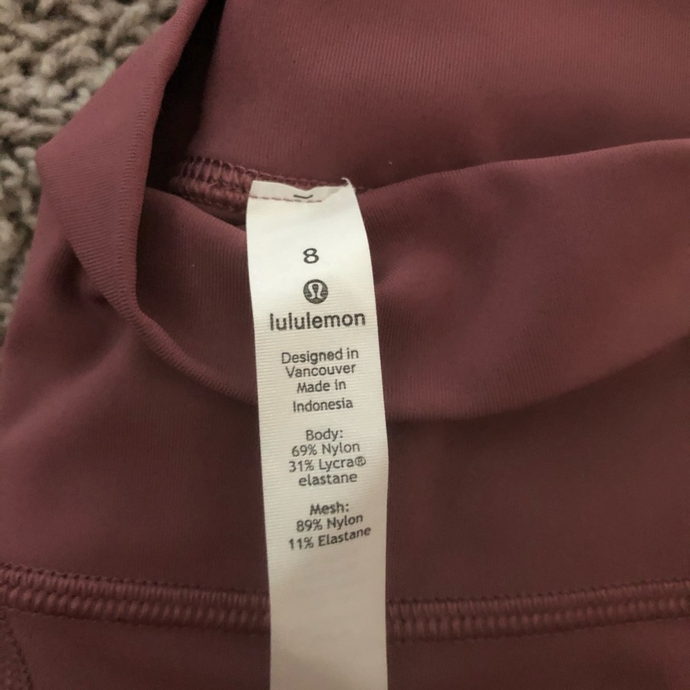 Lululemon rose coloured pants, size 8